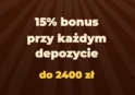 15% bonus  przy każdym depozycie  do 2400 zł w Winlegends
