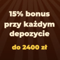 15% bonus  przy każdym depozycie  do 2400 zł w Winlegends