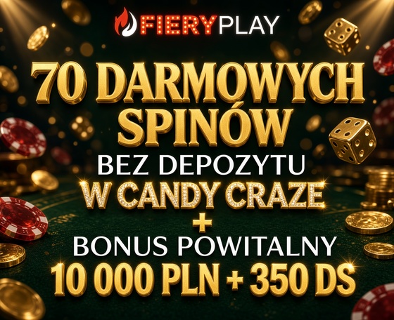 70 Free Spinów na slot Candy Craze w Fiery Play kasyno