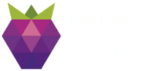 Białe logo kasyna Malina Casino