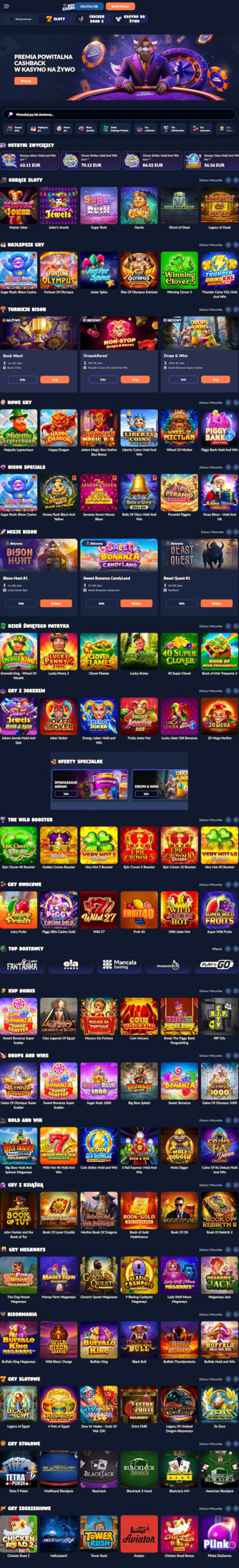 strona główna kasyna Bison